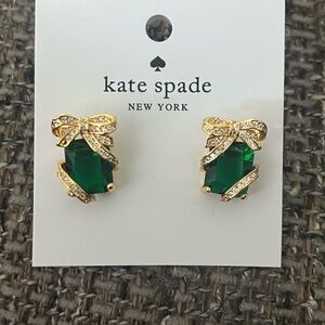 New Kate Spade Pavé Present Stud Earrings in Emerald Green